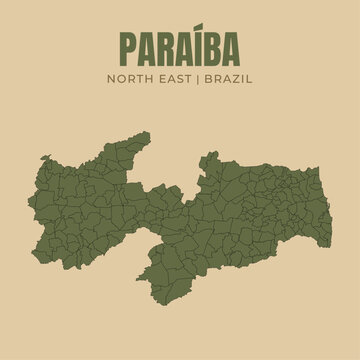 Map of Para&iacute;ba, state in Northeast Brazil