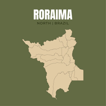 Map of Roraima, state in North Brazil