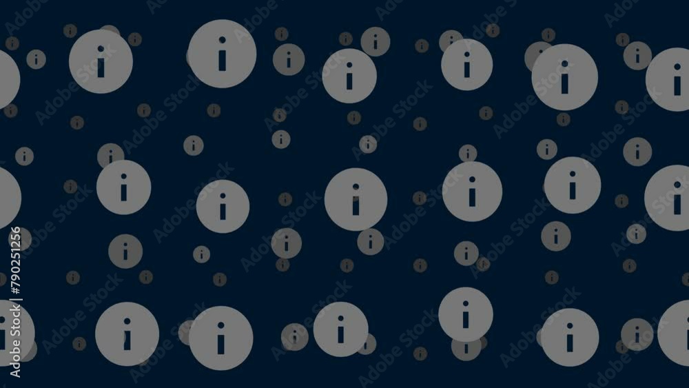 Poster info symbols float horizontally from left to right. parallax fly effect. floating symbols are locate
