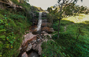 Obraz premium catarata Velo de la Novia de San José de Lourdes en San Ignacio, Cajamarca, Peru 