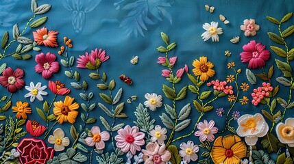 Decorative embroidery floral background.