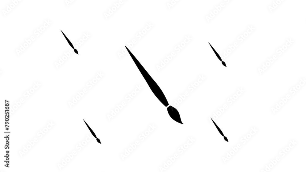 Poster zoom in and out animation the artistic brush symbol. large black symbol in the center and four small