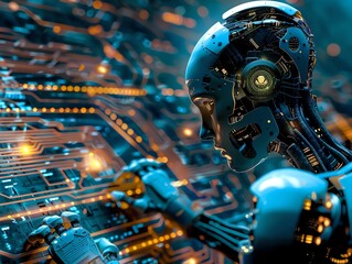 Fototapeta premium Hi-tech government amidst hunger, the storm of innovation versus tradition