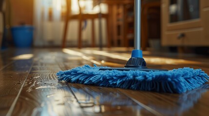 Cleaning: a wet sweeping mop for laminate floors.