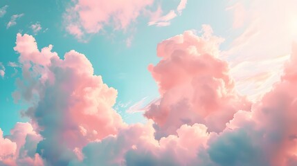 Serenity Sunset: Stunning Natural Sky with Pink Fluffy Clouds, Cinematic Sunset Scene