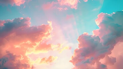 Serenity Sunset: Stunning Natural Sky with Pink Fluffy Clouds, Cinematic Sunset Scene