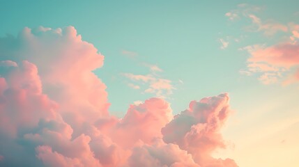 Serenity Sunset: Stunning Natural Sky with Pink Fluffy Clouds, Cinematic Sunset Scene