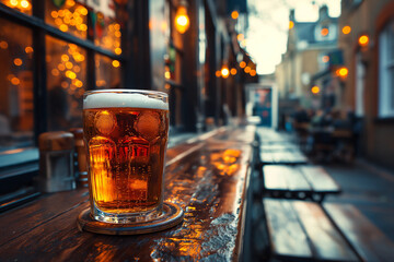 glass of beer on table