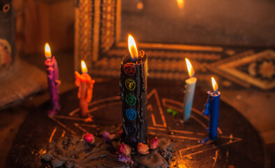 Heal and mental calmness. Cleansing aura and burning negative energy from human. Wax candle with...
