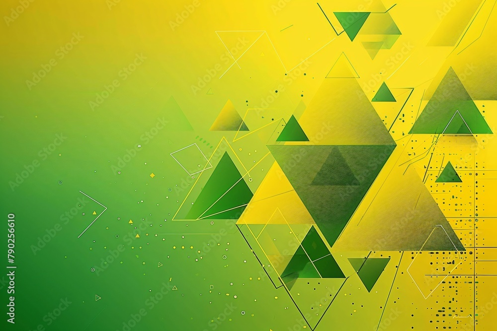 Poster vector green background with triangles and lines