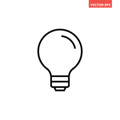 Single light bulb line icon, simple idea flat design illustration pictogram, infographic vector for app ads web banner button ui interface elements isolated on white background