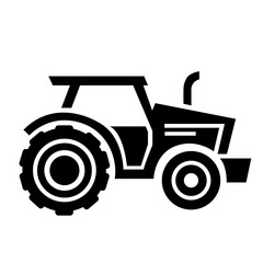 Tractor Generic Hand Drawn Black icon. Sketch farmer tractor, side view. Wheeled tractor, simple flat vector illustration.
