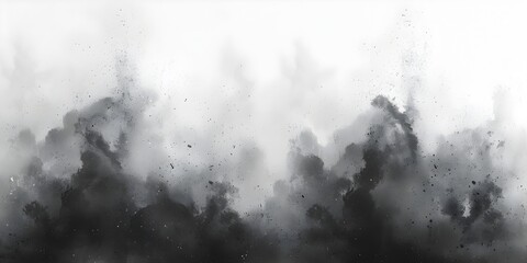 Minimalist Black Smoke and Dust Texture on White Background - Abstract Design Element
