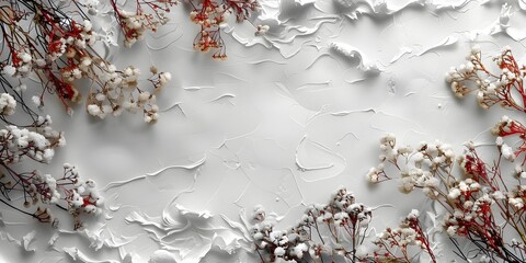 Elegant White Background with Vibrant Dried Flowers for Luxury and Opulence