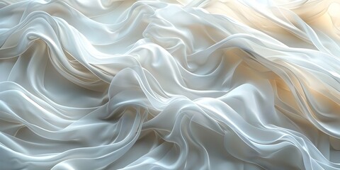 Ethereal Flow of White Silk in Soft Light - Abstract Digital Art with Elegant Drapery and Dreamlike Aesthetic