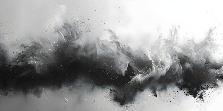 High Definition Ink Clouds and Dust in Air on White Background - Abstract Ink Art