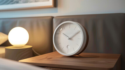 Alarm clock on a wooden table