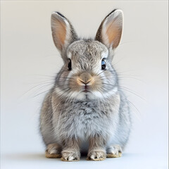 Naklejka na ściany i meble Gray Rabbit with Blue Eyes Posing Upright, High Definition Stock Photo