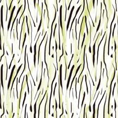 Seamless abstract pattern. Simple background with black, lime, white texture. Lines, stains. Digital brush strokes background. Design for textile fabrics, wrapping paper, background, wallpaper, cover.