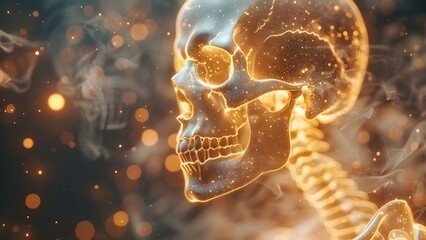 Illuminated Skeleton: An Anatomical Journey Through Bones and Joints. Concept Anatomy, Skeleton, Illumination, Medical Science, Scientific Illustrations - obrazy, fototapety, plakaty