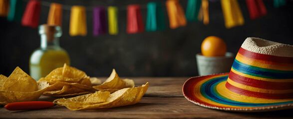 Fiesta Flair: A Vibrant Mexican Cinco de Mayo Celebration with Colorful Elements and Festive Energy