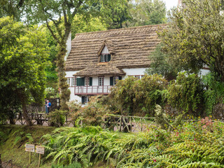 Typical Traditional white house Casa das Queimadas at Parque das Queimadas, the starting point of Levada Caldeirao Verde and Caldeirao do Inferno hiking trails