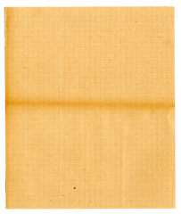 Vergilbtes karriertes Papier Kästchen geknickt gealtert fleckig als Hintergrund Ebene bzw. Textur