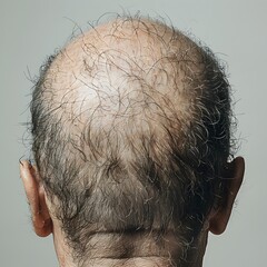 Elderly Mans Back View Showcasing Hair Loss and Resilience Amidst Aging