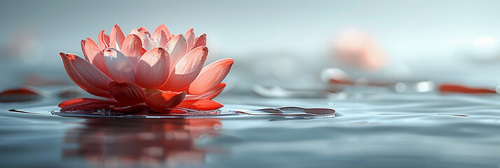 zen flowers lotos floating on water, serene, tranquil minimalist background (2)
