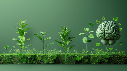 brain with plants growing.