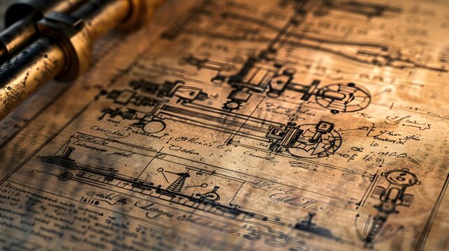 Intricate Design of Ancient Steam-Powered Machine Revealed in Antique Patent Paper Details