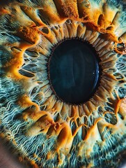Macro human eye. Close-up photography of the iris and pupil. Background for oculist, optics and iridology
