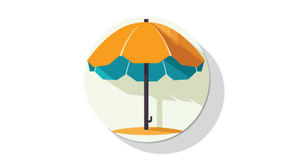 Beach and umbrella icon. Flat design style. Made in