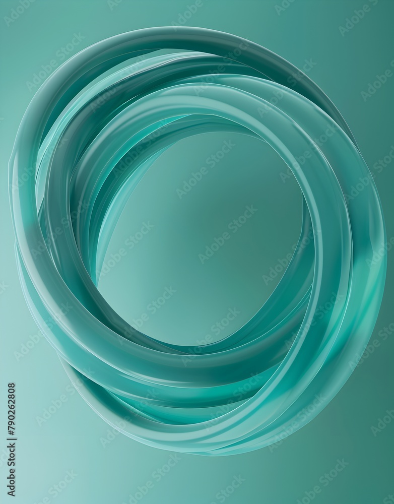 Poster 3d render of simple sleek teal vector graphic abstract representation of an infinite loop, solid col