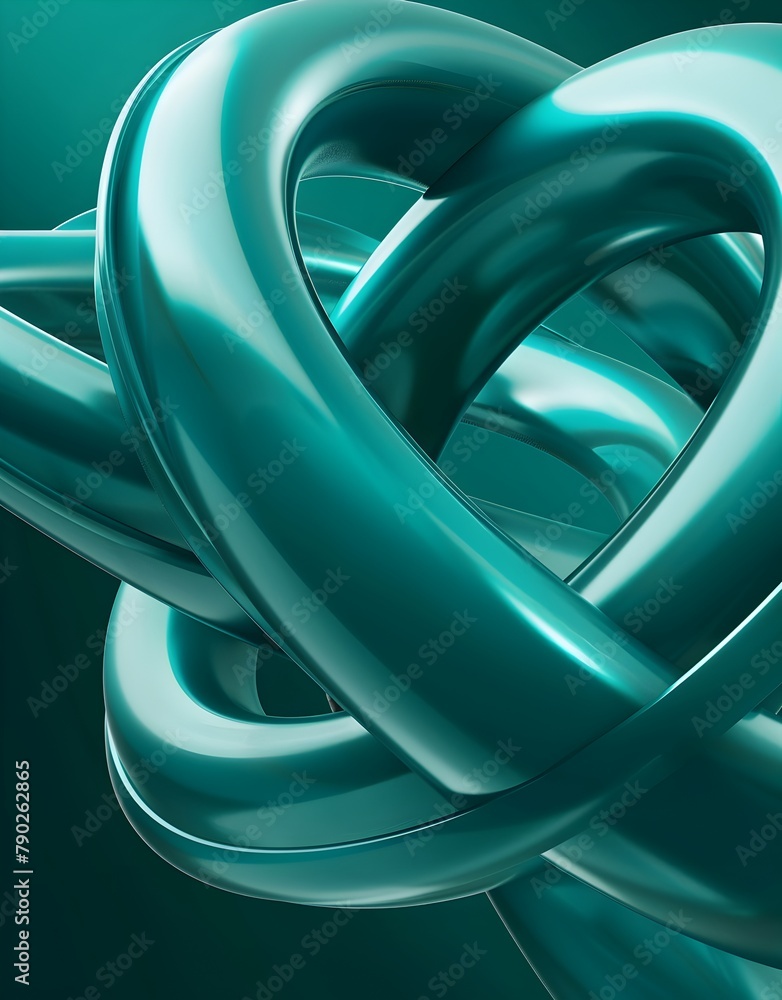Poster 3d render of simple sleek teal vector graphic abstract representation of an infinite loop, solid col