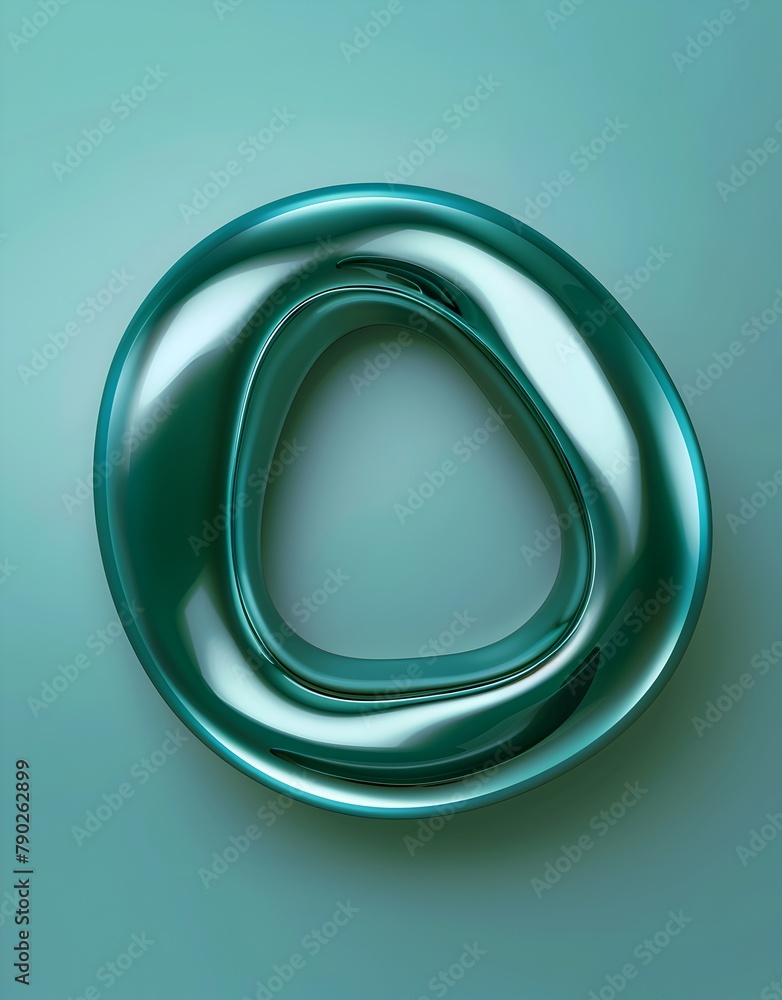 Poster 3d render of simple sleek teal vector graphic abstract representation of an infinite loop, solid col
