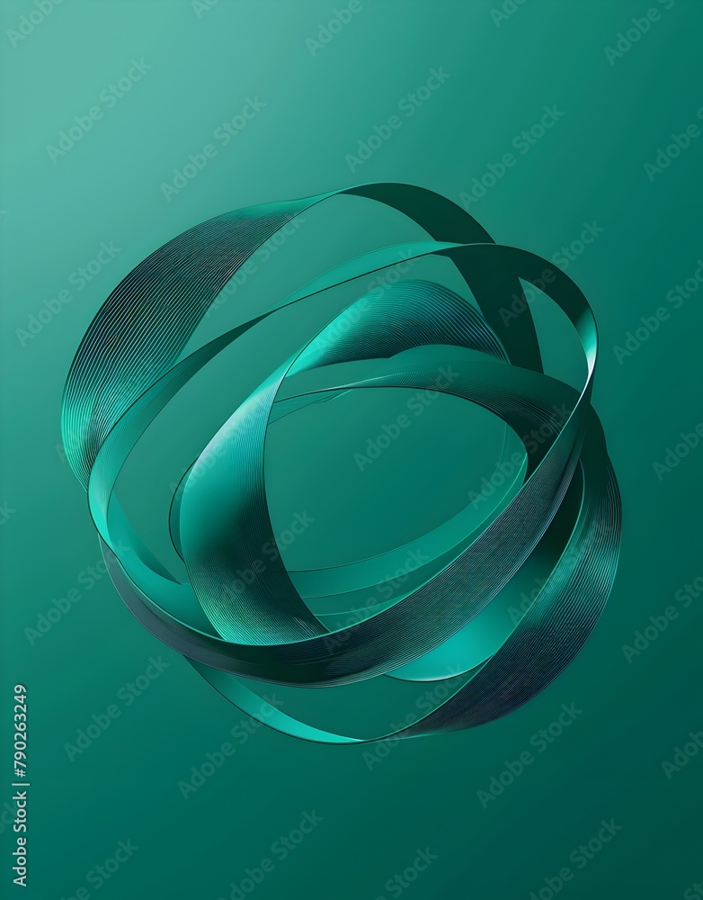 Poster a vector illustration of an abstract shape in teal, resembling the shape and appearance of intertwin