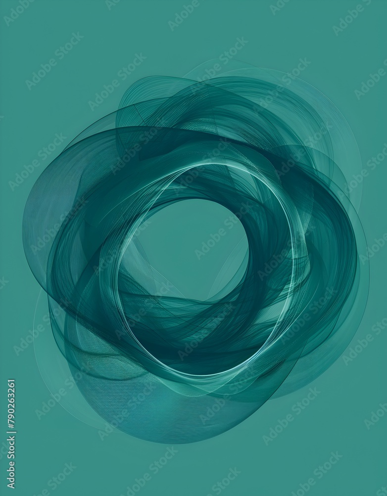 Poster a vector illustration of an abstract shape in teal, resembling the shape and appearance of intertwin