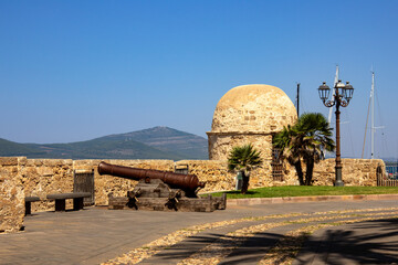 The old canon and ramparts of Alghero, capital of  Sardinia