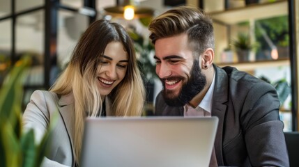 Colleagues Collaborating Over Laptop