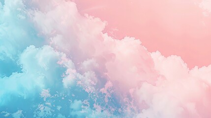 Vibrant Pastel Cloudscape, Dreamy Blue and Pink Sky Background
