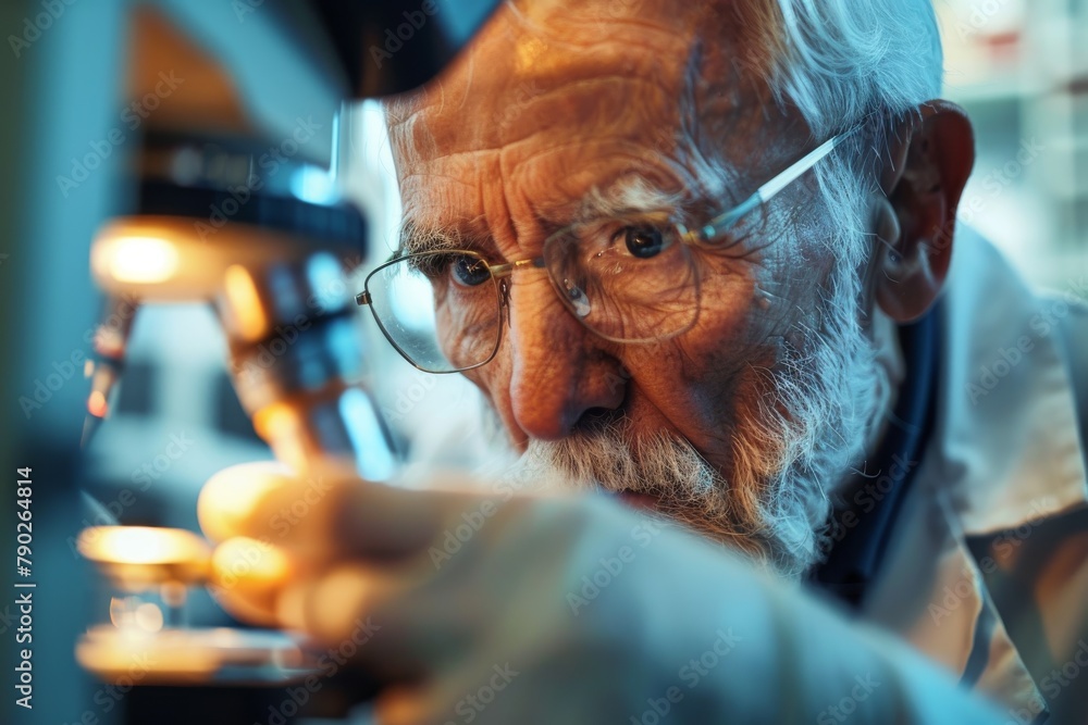 Poster Image focuses on equipment and materials in a lab while maintaining the anonymity of the scientist by blurring their face