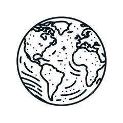globe icon in one line style - simple vector modern minimalist style