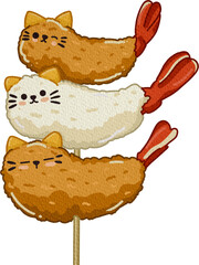 Tempura drawing, cute cat shape