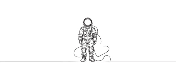 Single continuous line of astronaut, Space traveler astronaut concept. one line astronaut vector illustration © Hanna