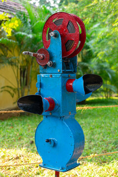 Bioscope is the Cinema box or film box for rural or village areas entertainment. Bioscope is the manualy hand operated film strip motion pictuce entertainment box.