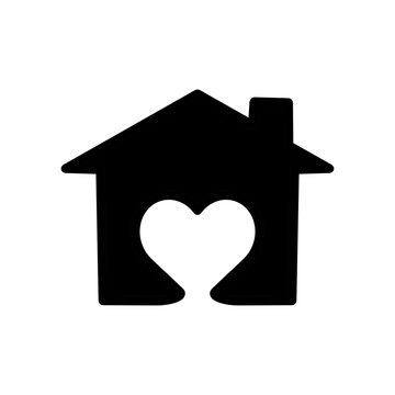House icon with heart, cafe house icon concept, construction building