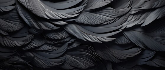 A seamless dark grey feather pattern. - obrazy, fototapety, plakaty