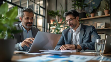 Business Discussion Between CEO and CFO in Modern Office