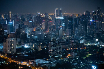 Fototapeta na wymiar Night Bangkok, Thailand, architecture of Asia